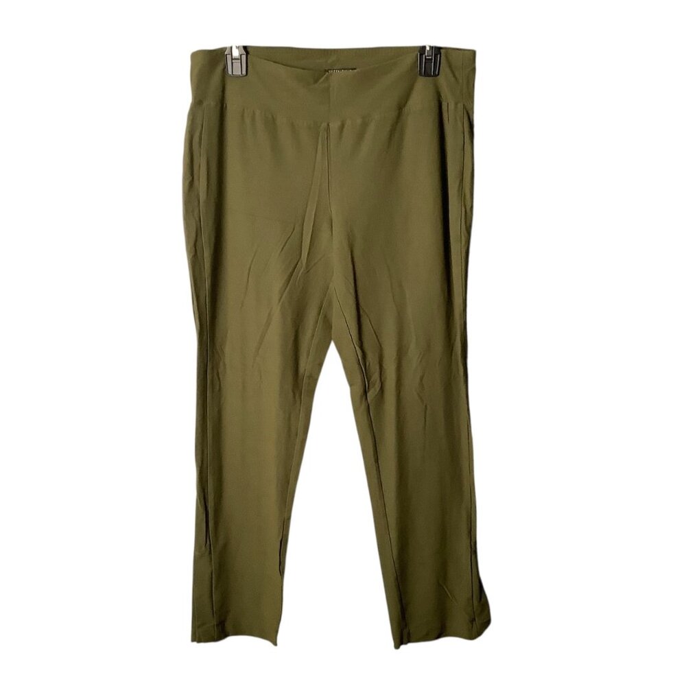 Eileen Fisher Petite Large Olive Pull On Pants Viscose Spandex‎ Blend